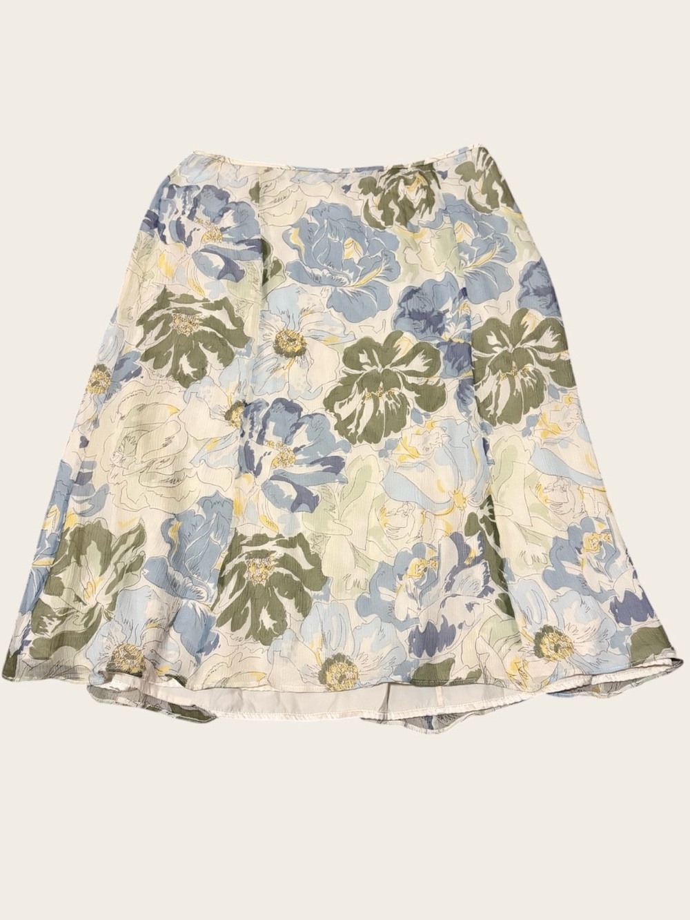 Talbots Petites 100% Silk Floral Skirt Women’s 6 Blue Green A Line